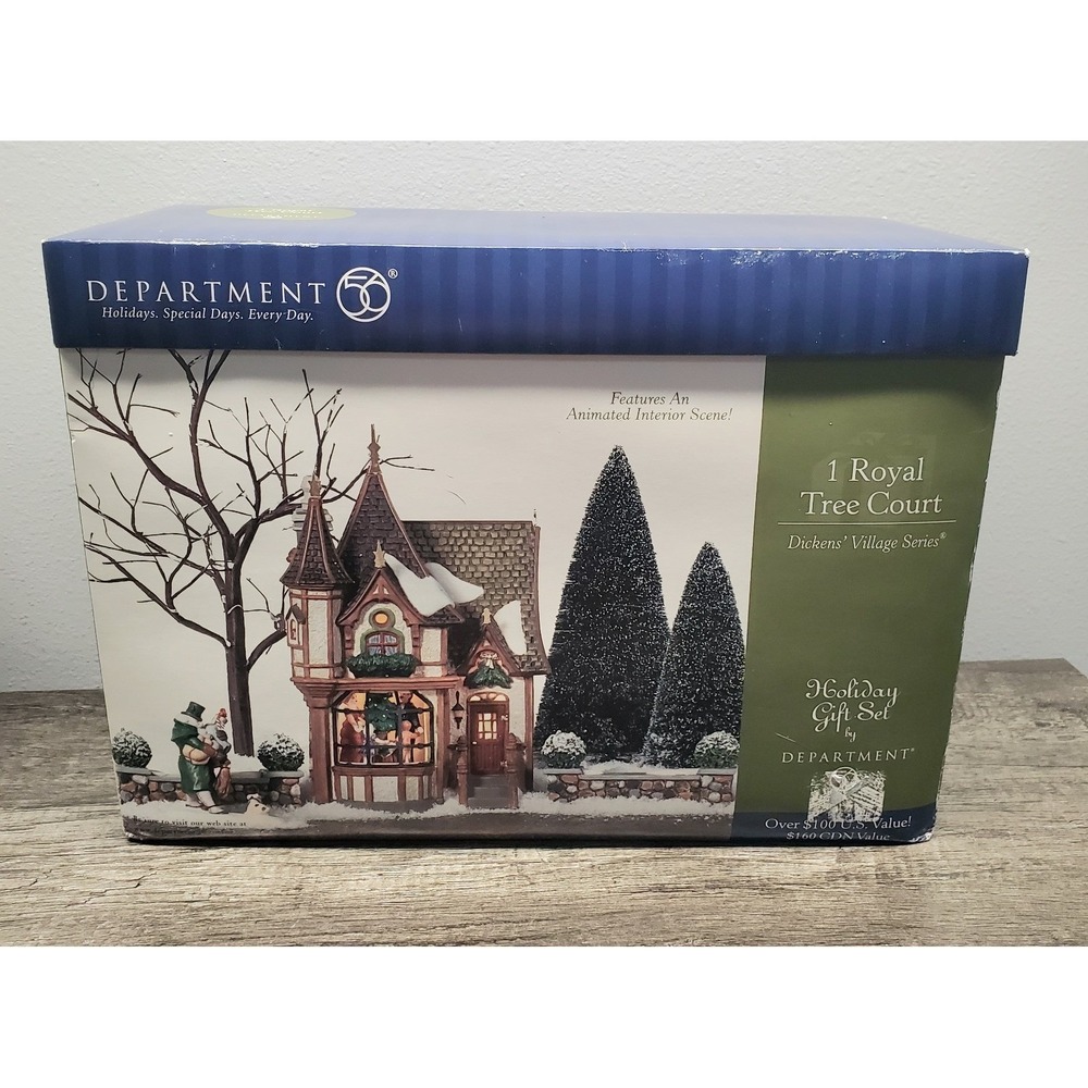 Dept 56 Royal Tree Court Dickens Village Series Collectible Holiday Gift Set NEW